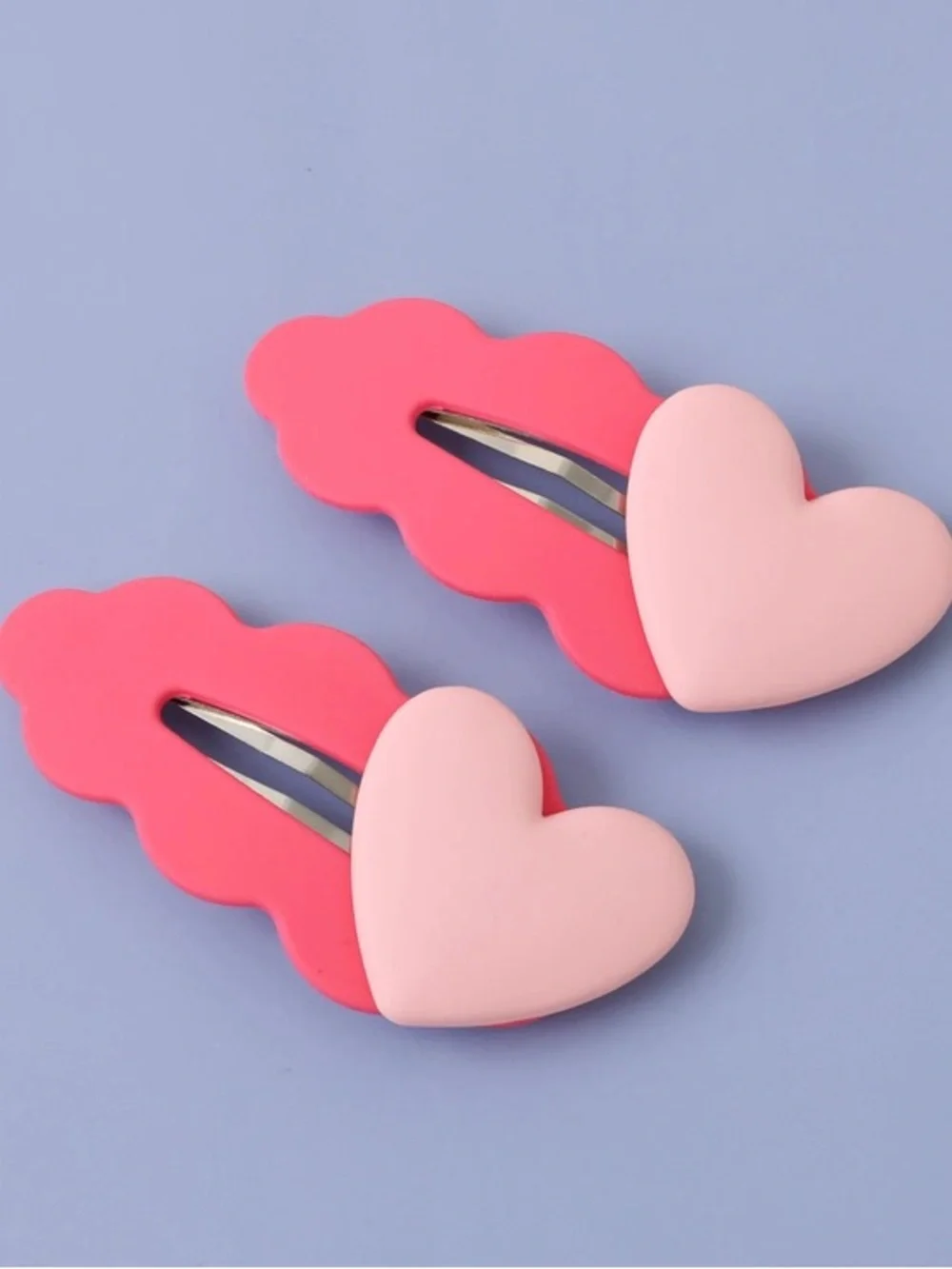 Kids Heart & Cloud Pink Hair Clips - Pack of 2